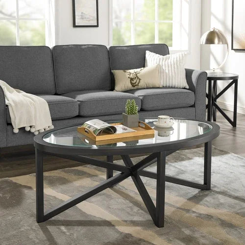 Modern simple glass coffee table, tempered glass coffee table solid